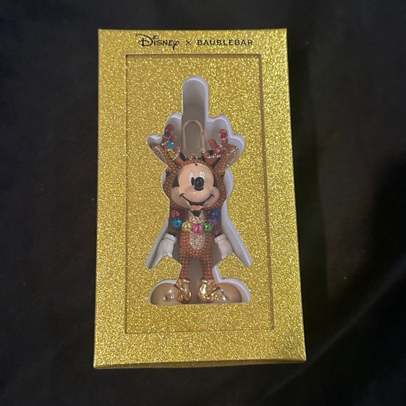 BaubleBar Disney Mickey Mouse Keychain Brown Reindeer Christmas Holiday New - Picture 2 of 5